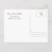 Lila aquamarine Pfauenhochzeit speichert die Daten Ankündigungspostkarte (Rückseite)