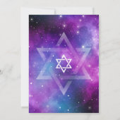 Lila Aquamarine rosa Galaxie Elegant B'not Mitzvah Einladung (Rückseite)