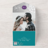 Lila Aquamarine Silberblumenhochzeit All In One Einladung (Außenbereich)