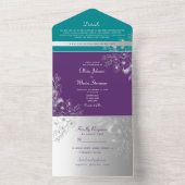 Lila Aquamarine Silberblumenhochzeit All In One Einladung (Innen)