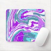 Lila, Aquamarine, türkisfarbene Marmorflüssigkeit  Mousepad (Mit Mouse)