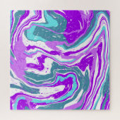 Lila, Aquamarine, türkisfarbene Marmorflüssigkeit Puzzle (Horizontal)