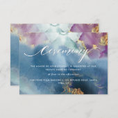 Lila, Aquamarine und blaue Wasserfarbe - Details Begleitkarte (Vorne/Hinten)