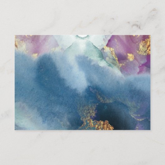 Lila, Aquamarine und blaue Wasserfarbe - Details Begleitkarte (Rückseite)