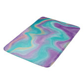 Lila, Aquamarine und goldene Wirbel Fluid Art Badematte (Schrägansicht)