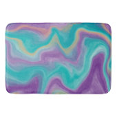 Lila, Aquamarine und goldene Wirbel Fluid Art Badematte (Vorderseite)