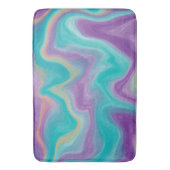 Lila, Aquamarine und goldene Wirbel Fluid Art Badematte (Vorderseite Vertikal)