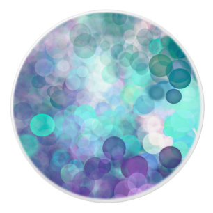 Lila, Aquamarine und türkisfarbene Blasen Bokeh Keramikknauf