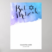 Lila Aquamarine Wasserfarbe Bat Mitzvah Poster (Vorne)