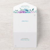 Lila Aquamarine Wasserfarbe Floral Bat Mitzvah All In One Einladung (Außenbereich)