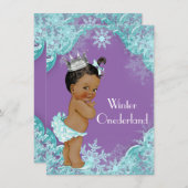Lila Aquamarine WinterOnederland-Geburtstagspartei Einladung (Vorne/Hinten)