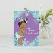 Lila Aquamarine WinterOnederland-Geburtstagspartei Einladung (Stehend Vorderseite)
