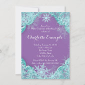 Lila Aquamarine WinterOnederland-Geburtstagspartei Einladung (Rückseite)