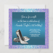 Lila Aquamarine Zebra High Heels Frauen 21. Geburt Einladung (Rückseite)