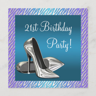 Lila Aquamarine Zebra High Heels Frauen 21. Geburt Einladung