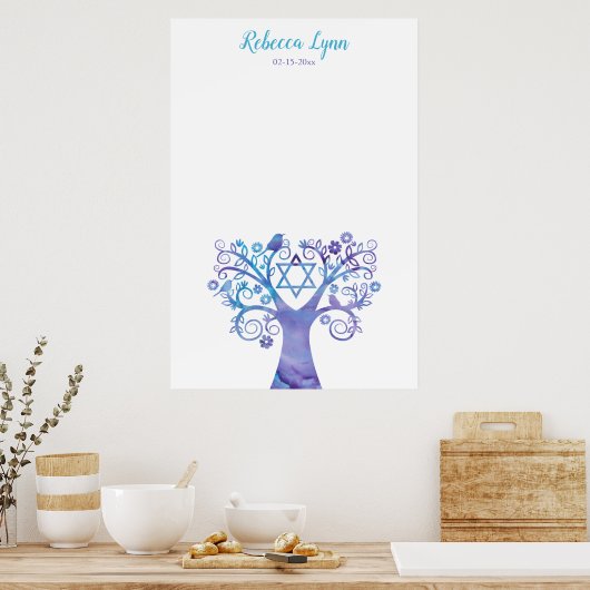 Lila Aquamariner Aquarellbaum Bat Mitzvah Poster (Küche)