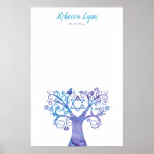 Lila Aquamariner Aquarellbaum Bat Mitzvah Poster (Vorne)