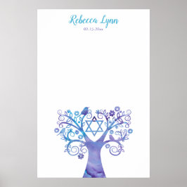 Lila Aquamariner Aquarellbaum Bat Mitzvah Poster