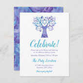 Lila Aquamariner Aquarellbaum Empfang Begleitkarte (Vorne/Hinten)