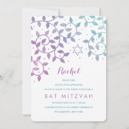 Lila + Aquamariner Baum Bat Mitzvah Einladungen