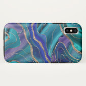 Lila Aquamariner Blauer Galaxienebel Agate Glitzer Case-Mate iPhone Hülle (Rückseite (Horizontal))
