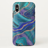 Lila Aquamariner Blauer Galaxienebel Agate Glitzer Case-Mate iPhone Hülle (Rückseite)