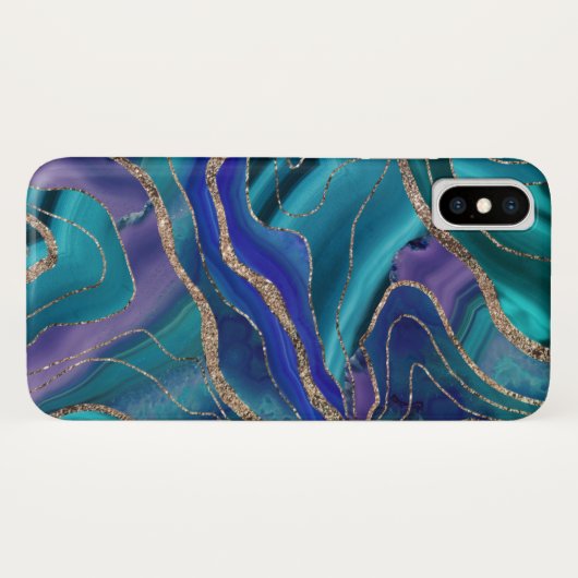 Lila Aquamariner Blauer Galaxienebel Agate Glitzer Case-Mate iPhone Hülle (Rückseite (Horizontal))