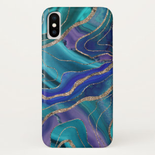 Lila Aquamariner Blauer Galaxienebel Agate Glitzer Case-Mate iPhone Hülle