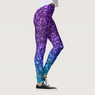 Lila Aquamariner Blauer Glitzer Bokeh Leggings