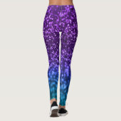 Lila Aquamariner Blauer Glitzer Bokeh Leggings (Rückseite)