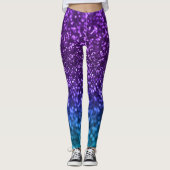 Lila Aquamariner Blauer Glitzer Bokeh Leggings (Vorderseite)