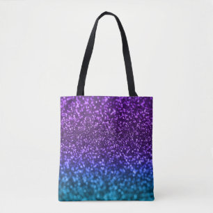 Lila aquamariner blauer Ombre Glitzer Bokeh Tasche