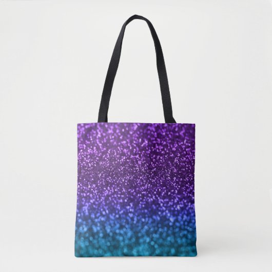 Lila aquamariner blauer Ombre Glitzer Bokeh Tasche (Vorderseite)