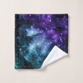 Lila Aquamariner Galaxienebel Traum Nr. 1 Badhandtuch Set (Waschlappen)