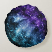 Lila Aquamariner Galaxienebel Traum Nr. 1 Rundes Kissen (Rückseite)
