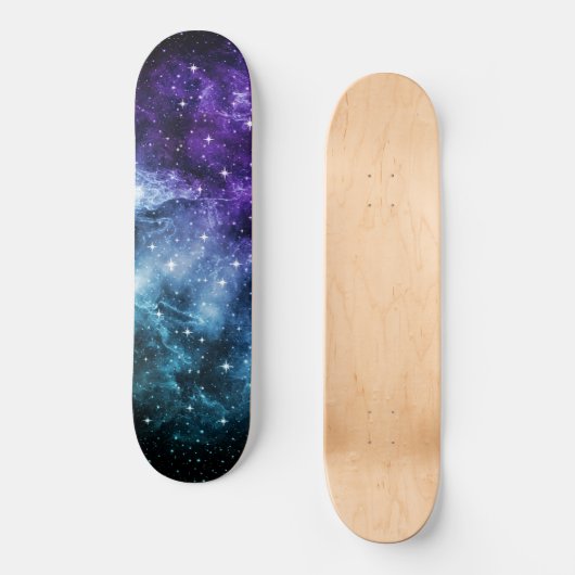 Lila Aquamariner Galaxienebel Traum Nr. 1 Skateboard (Vorderseite)