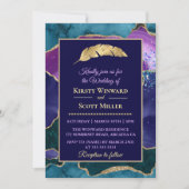 Lila Aquamariner Glitzer Agate Wedding Einladung (Vorderseite)