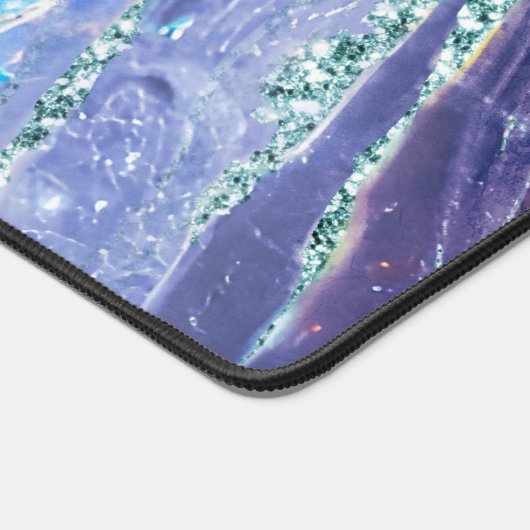 Lila Aquamariner Glitzer Holographic Opal Marmor N Schreibtischunterlage (Ecke)