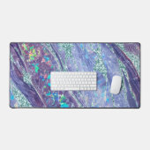 Lila Aquamariner Glitzer Holographic Opal Marmor N Schreibtischunterlage (Tastatur & Maus)