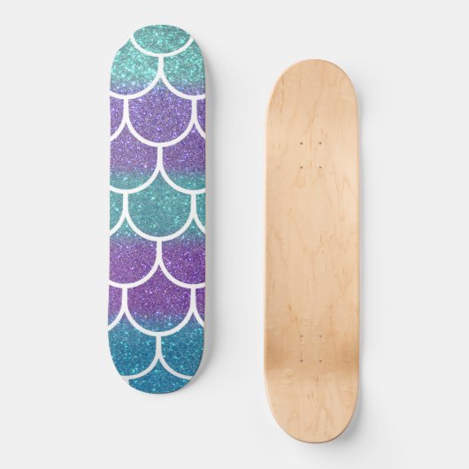 Lila Aquamariner Glitzer Mermaid Scallop Scallop Skateboard (Vorderseite)