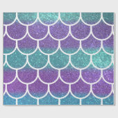 Lila Aquamariner Glitzer Mermaid Scallop-Skala Geschenkpapier (Flach)