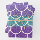 Lila Aquamariner Glitzer Mermaid Scallop-Skala Geschenkpapier Set (Beispiel)