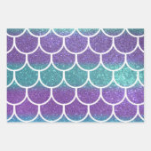 Lila Aquamariner Glitzer Mermaid Scallop-Skala Geschenkpapier Set (Vorderseite)