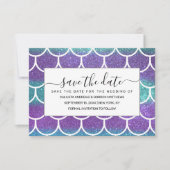 Lila Aquamariner Glitzer Mermaid Scallop-Skala Save The Date (Vorderseite)