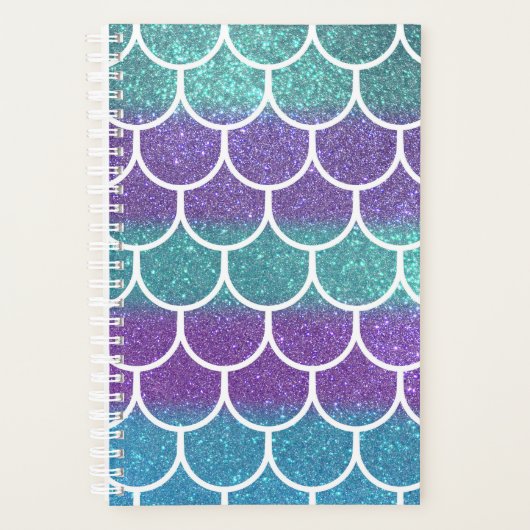 Lila Aquamariner Glitzer Mermaid Skala Muster Planer (Vorderseite)