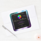 Lila Aquamariner Glitzer-Rahmen-Produktkennzeichnu Quadratischer Aufkleber (Umschlag)