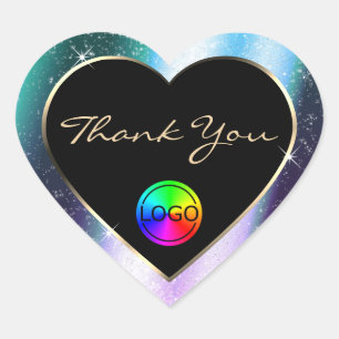 Lila Aquamariner Glitzer Rahmen Vielen Dank für Ih Herz-Aufkleber