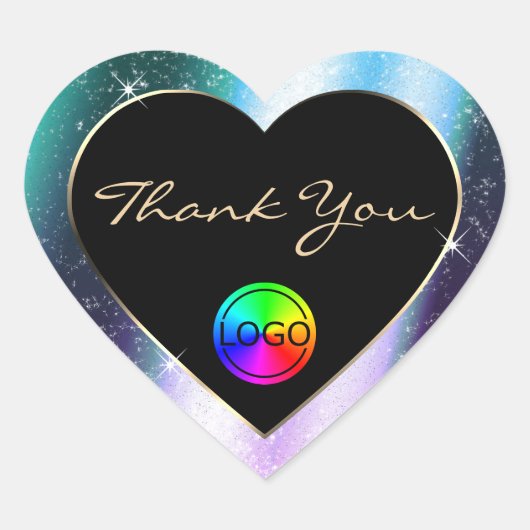 Lila Aquamariner Glitzer Rahmen Vielen Dank für Ih Herz-Aufkleber (Vorderseite)
