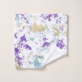 Lila Aquamariner Goldgräber Moderner Splitter Badhandtuch Set (Waschlappen)