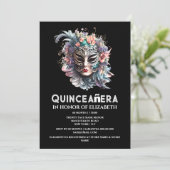 Lila aquamariner MaskenGeburtstag Einladung (Stehend Vorderseite)